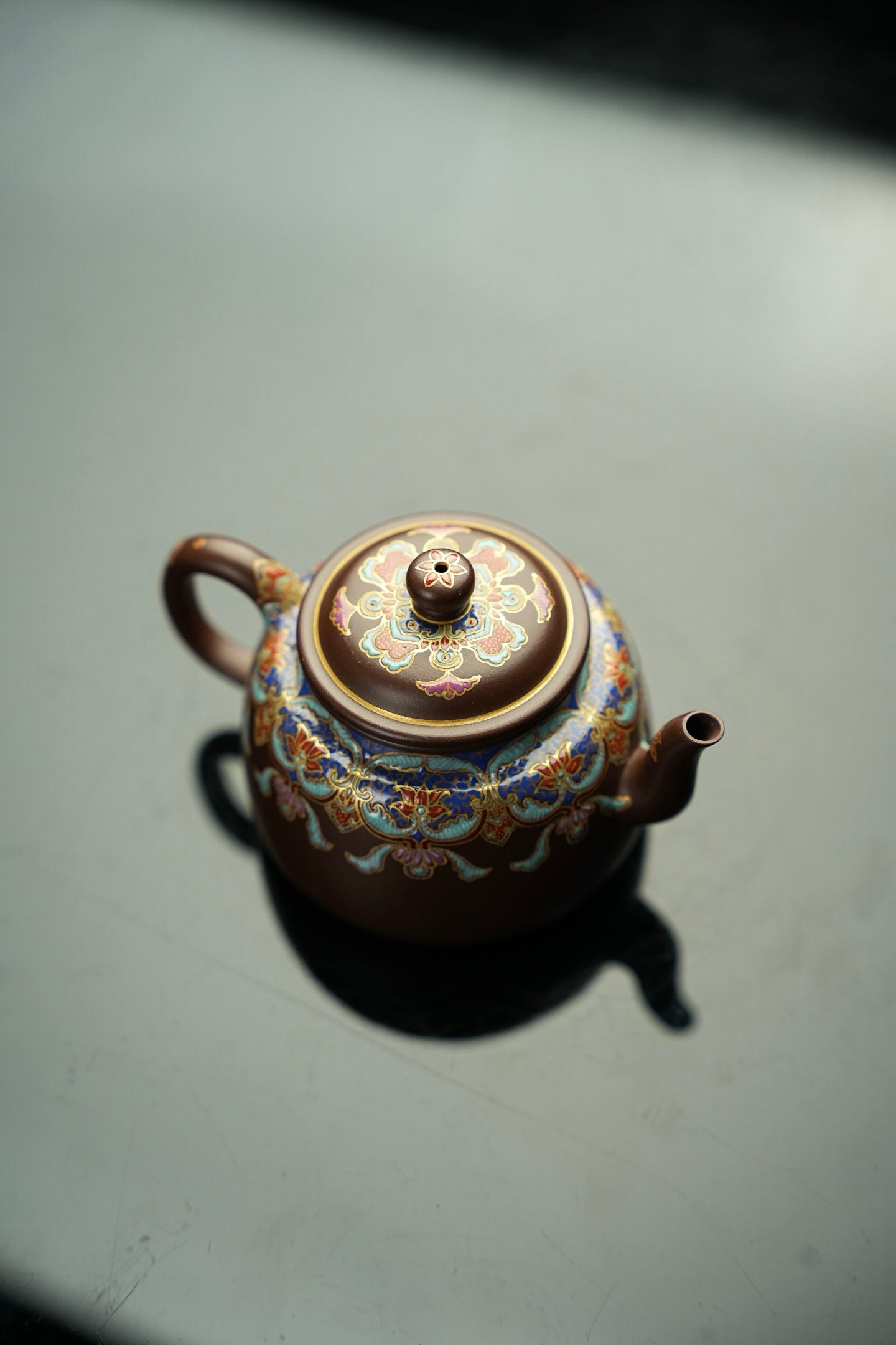 原礦極品老紫泥琺瑯彩景雅紫砂壺「20250822每日特價」