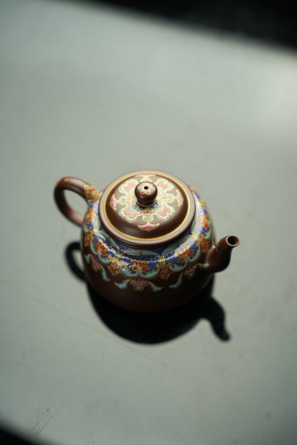 原礦極品老紫泥琺瑯彩景雅紫砂壺「20250822每日特價」