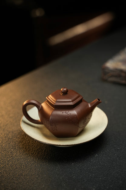 原礦頂級老紫泥六方宮燈紫砂壺「20250628每日特價」