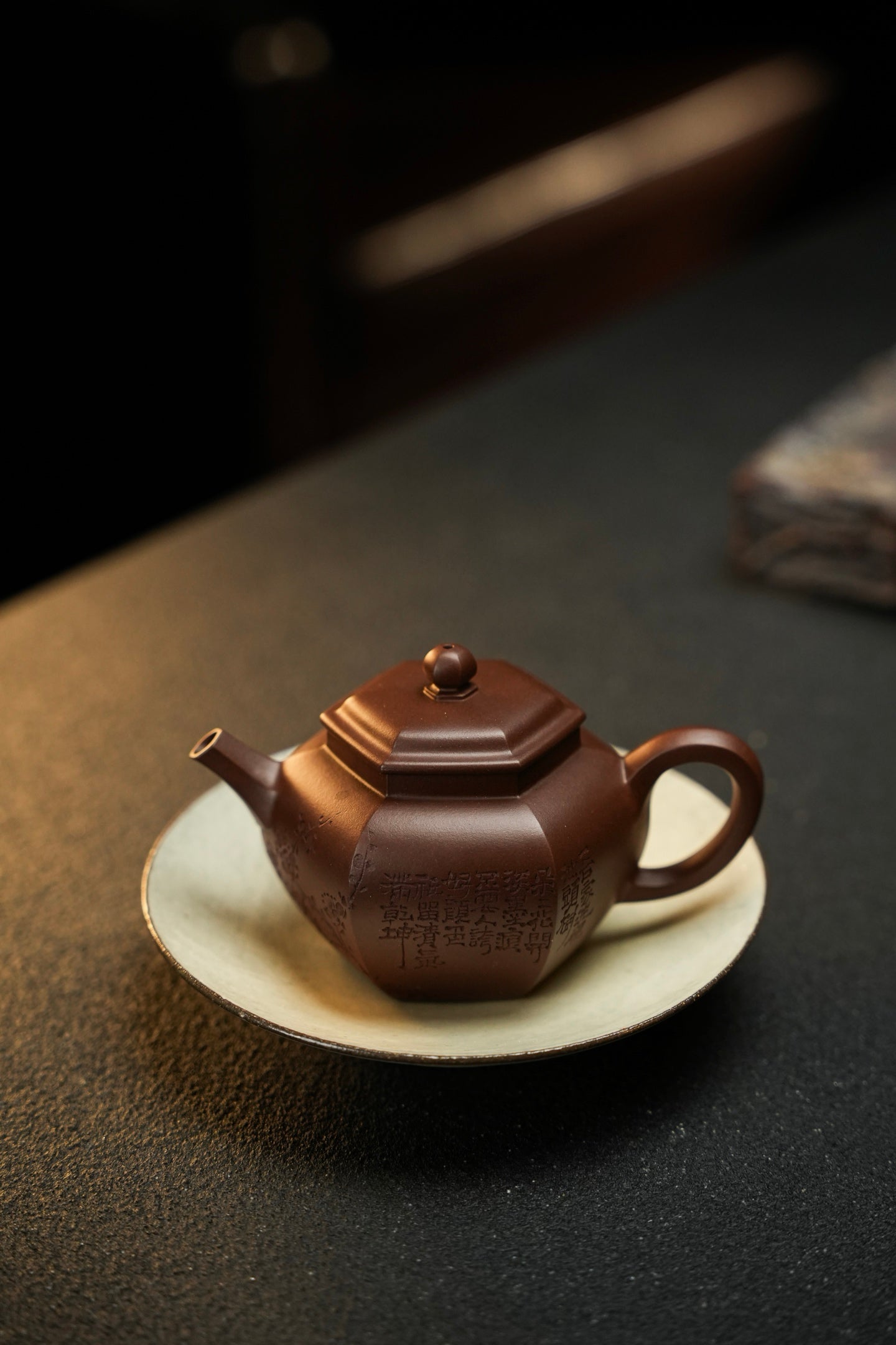 原礦頂級老紫泥六方宮燈紫砂壺「20250628每日特價」