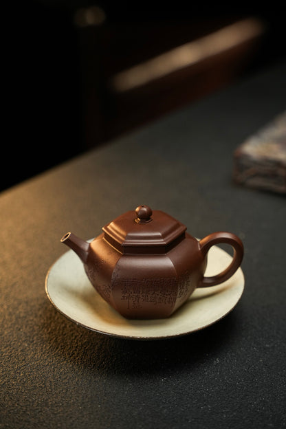 原礦頂級老紫泥六方宮燈紫砂壺「20250628每日特價」