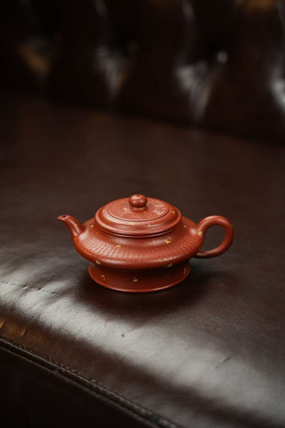 全手工原礦粗砂朱泥高虛扁紫砂壺「20250827每日特價」