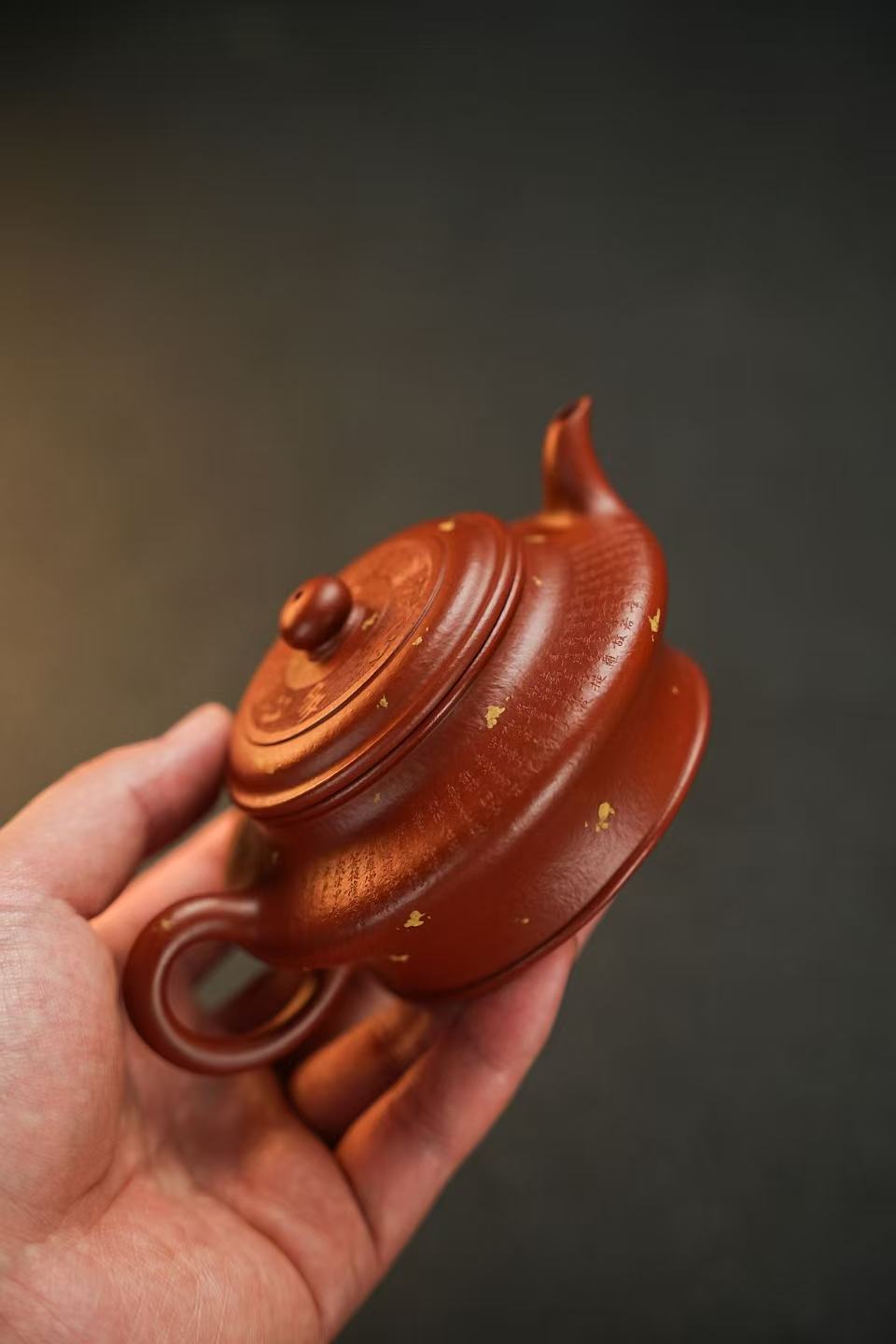 全手工原礦粗砂朱泥高虛扁紫砂壺「20250827每日特價」