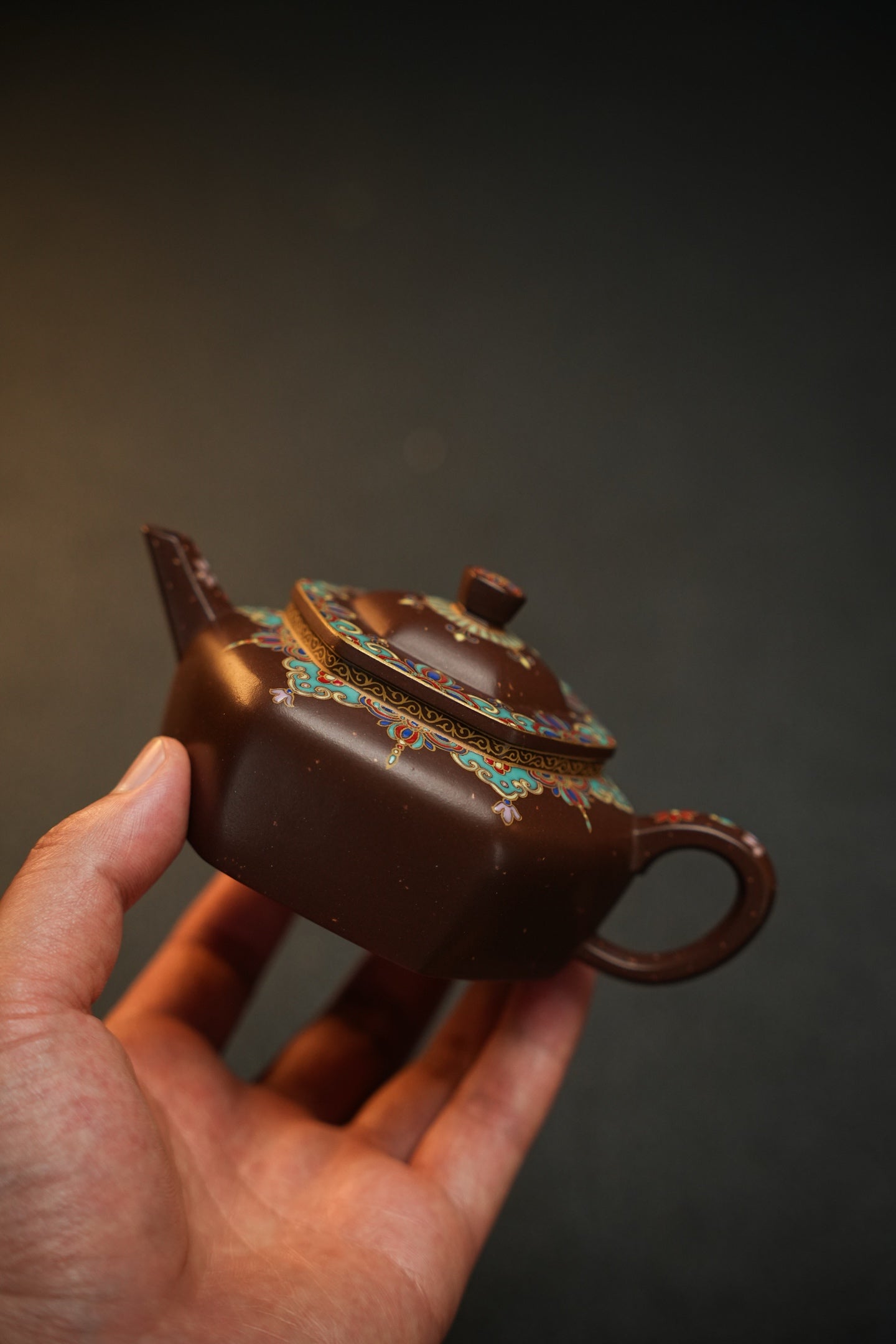 頂級老紫料精工琺瑯六方旭茂紫砂壺「20250628每日特價」