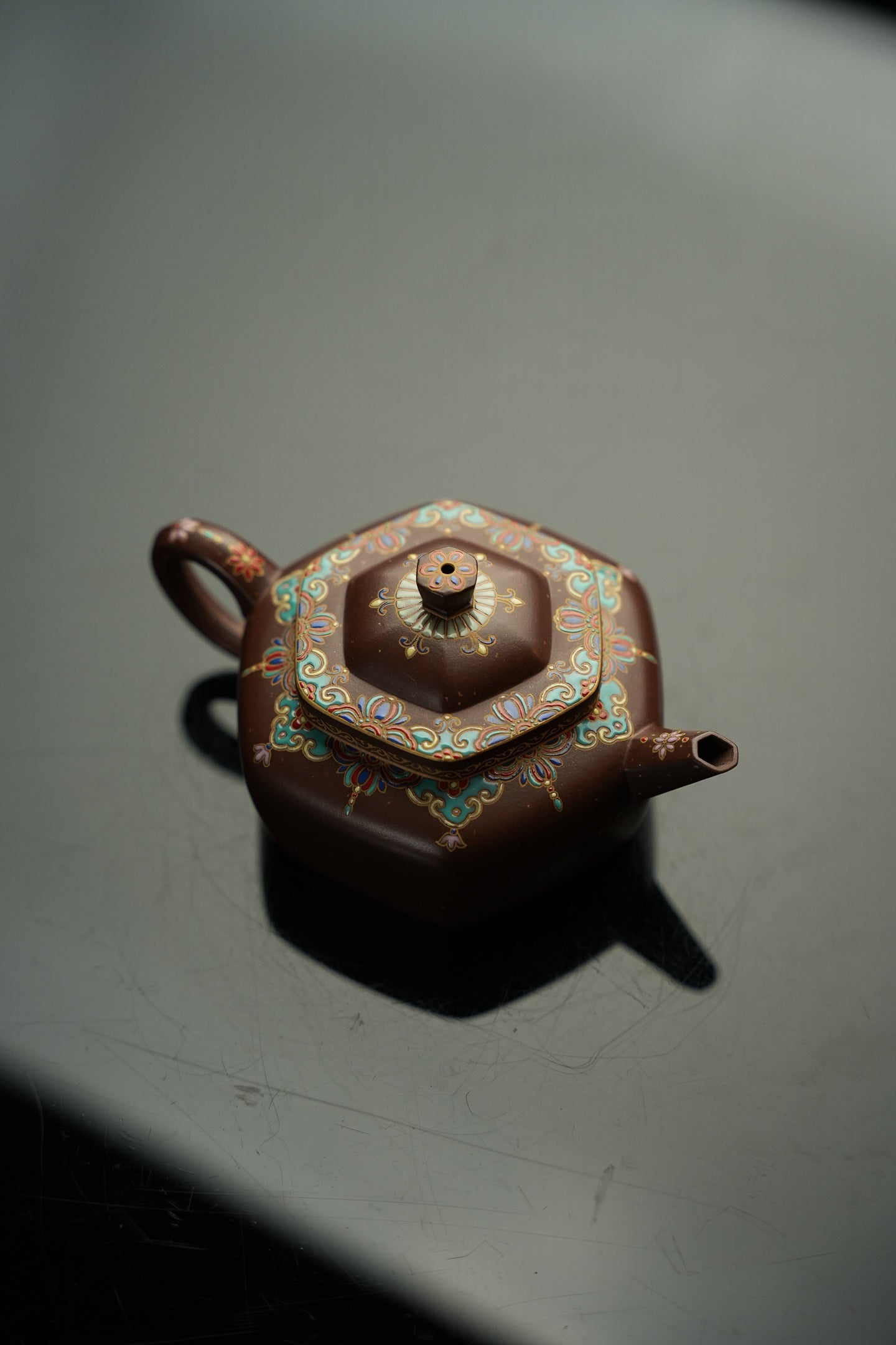 頂級老紫料精工琺瑯六方旭茂紫砂壺「20250628每日特價」