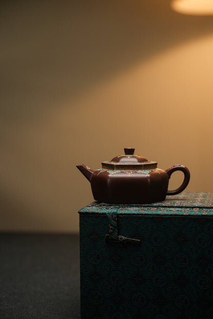 頂級老紫料精工琺瑯六方旭茂紫砂壺「20250628每日特價」