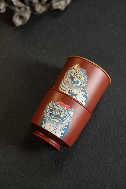 極品好料瑞獅杯金銀琺瑯紫砂壺「20250816每日特價」