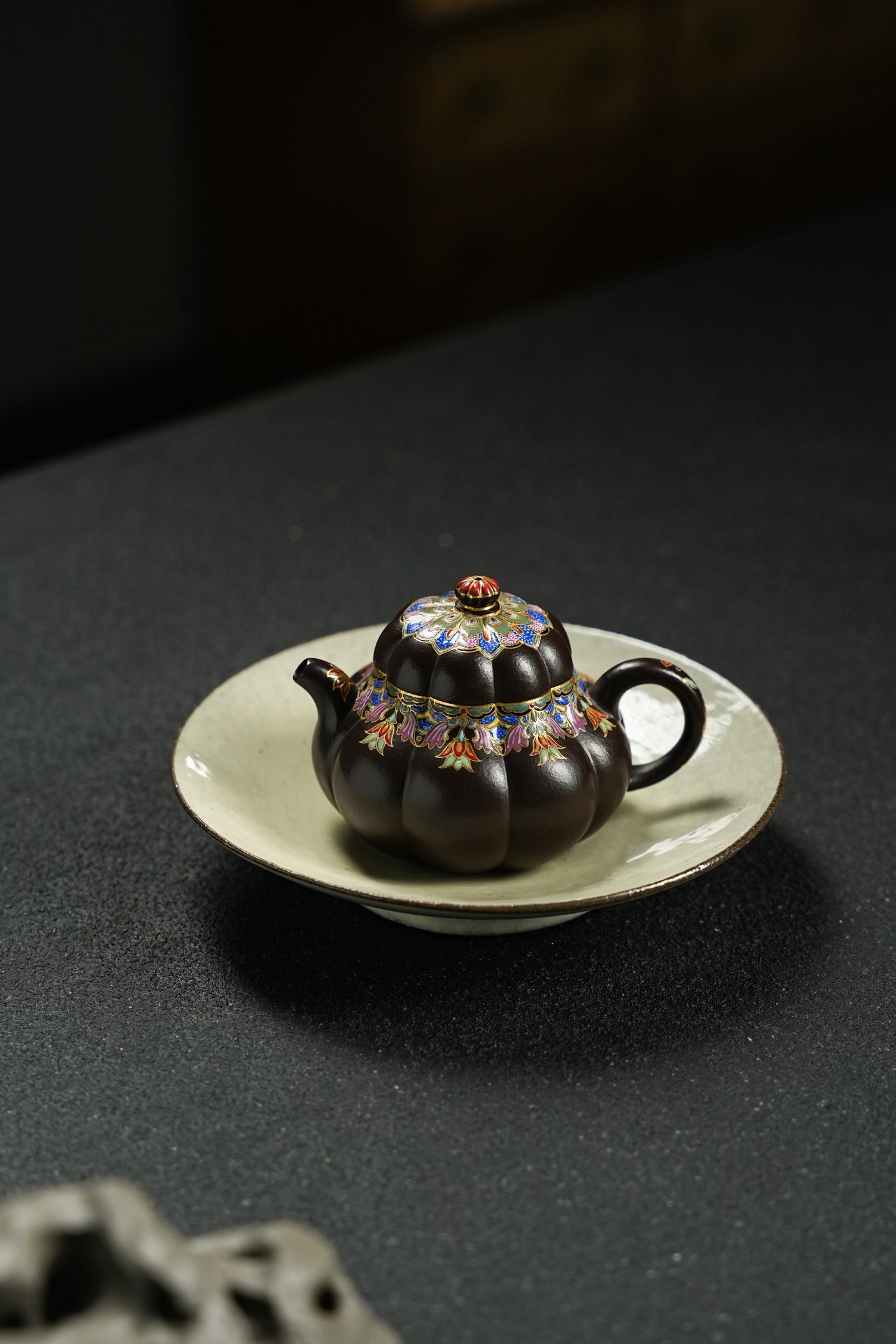 極品朱泥捂灰金銀琺瑯醉玲瓏紫砂壺「20250827每日特價」