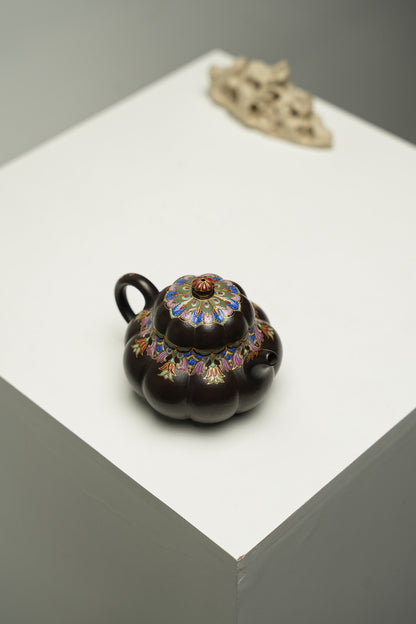 極品朱泥捂灰金銀琺瑯醉玲瓏紫砂壺「20250827每日特價」