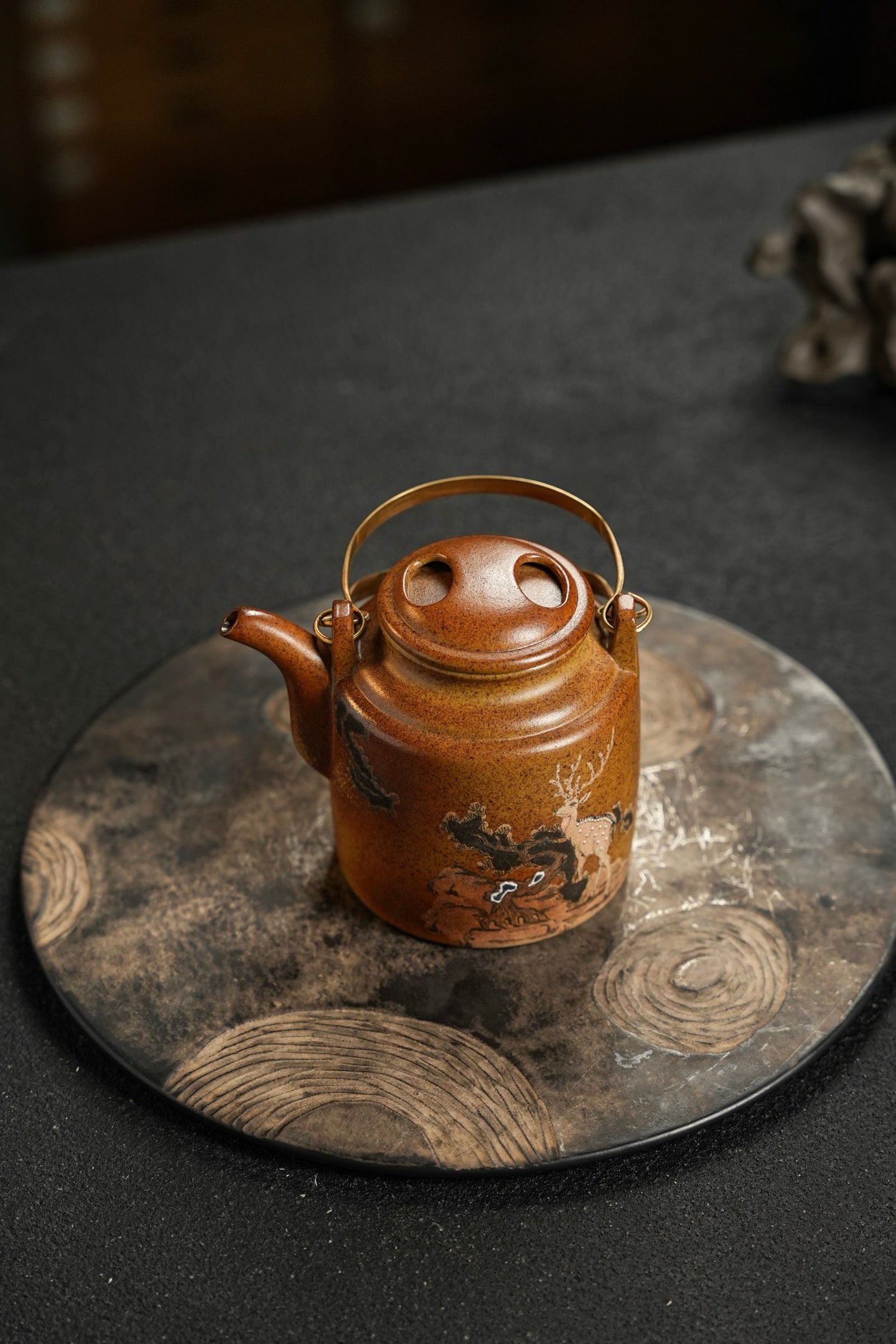 原礦黃金段柴燒牛蓋洋桶紫砂壺「20250822每日特價」