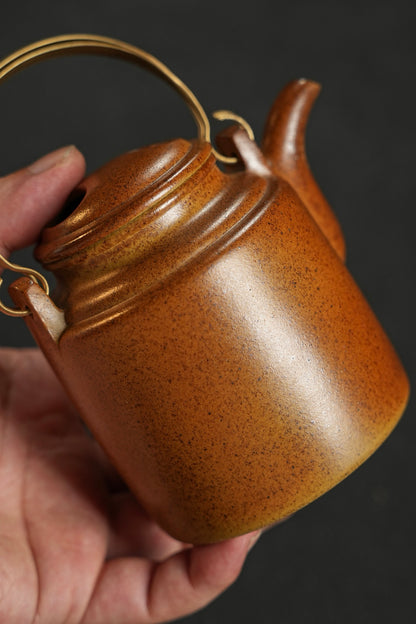 原礦黃金段柴燒牛蓋洋桶紫砂壺「20250822每日特價」