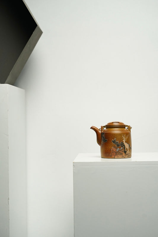 原礦黃金段柴燒牛蓋洋桶紫砂壺「20250822每日特價」