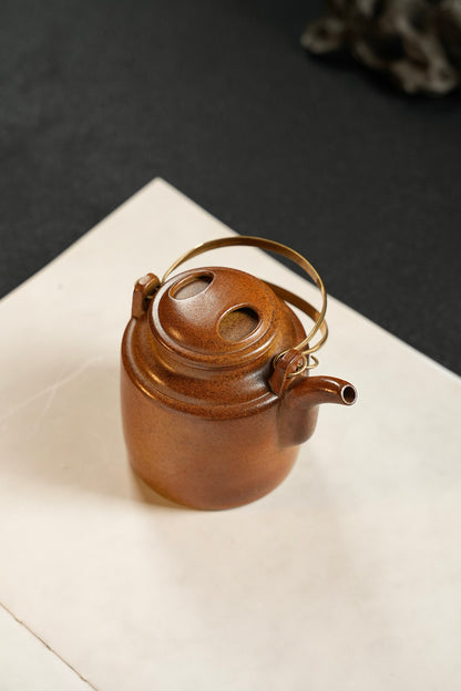 原礦黃金段柴燒牛蓋洋桶紫砂壺「20250822每日特價」