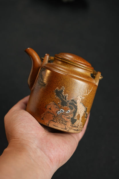 原礦黃金段柴燒牛蓋洋桶紫砂壺「20250822每日特價」