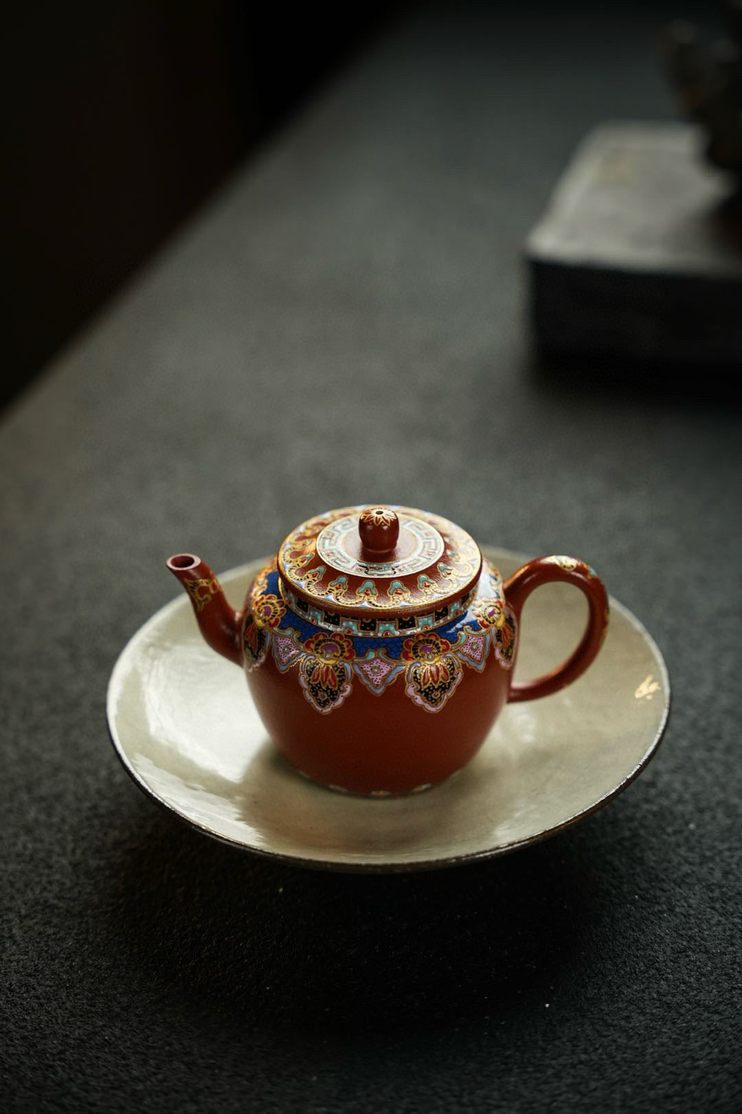 原礦極品朱泥料宮燈琺瑯彩紫砂壺「20250816每日特價」