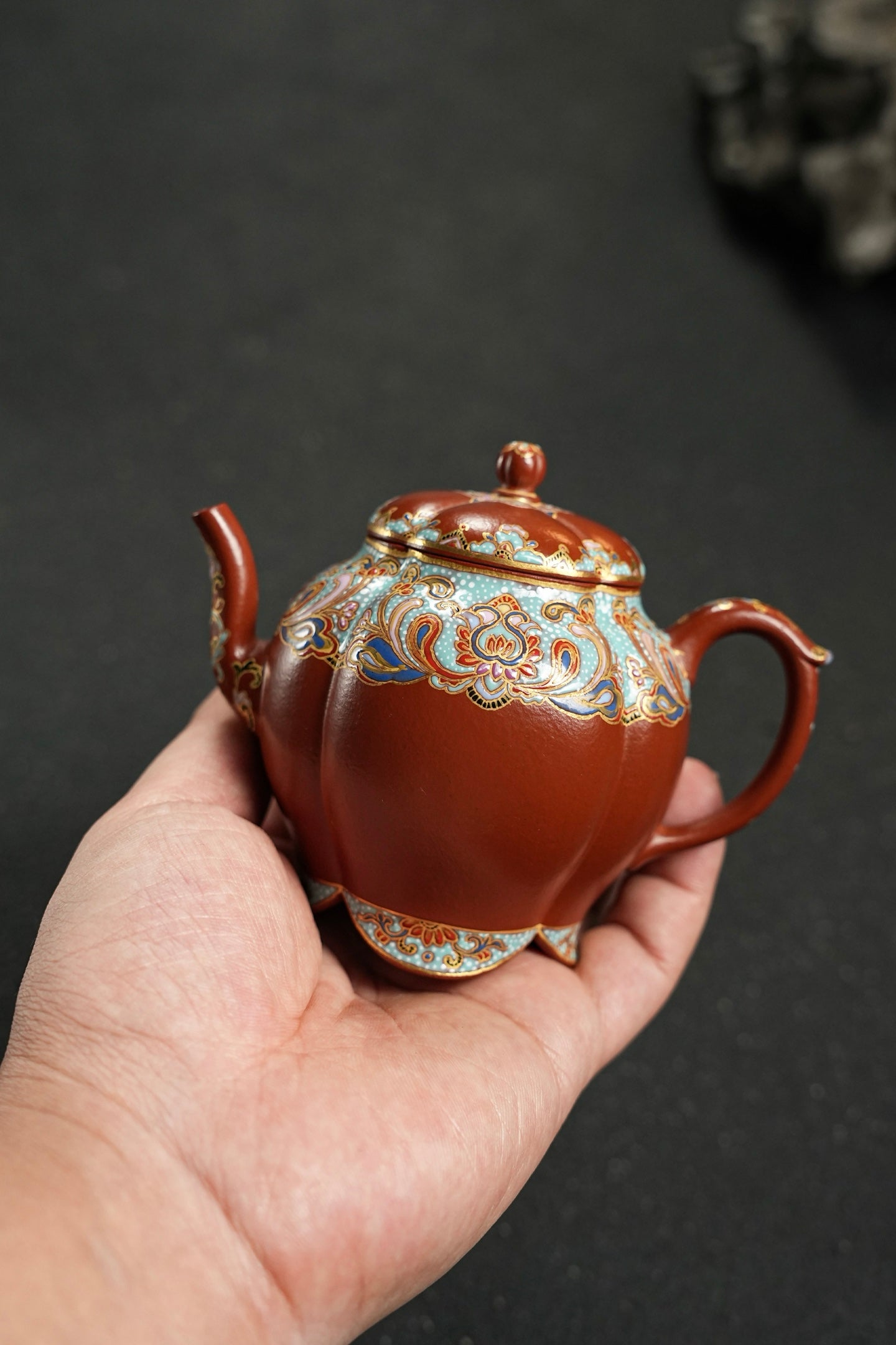 全手工極品朱泥筋紋霓裳紫砂壺「20250822每日特價」