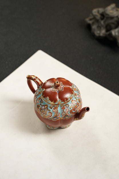 全手工極品朱泥筋紋霓裳紫砂壺「20250822每日特價」