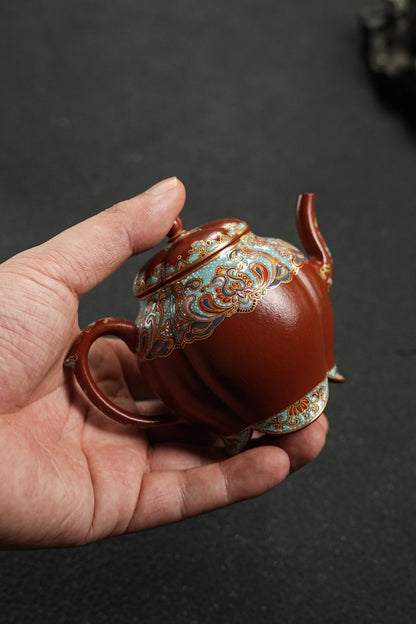 全手工極品朱泥筋紋霓裳紫砂壺「20250822每日特價」