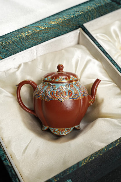 全手工極品朱泥筋紋霓裳紫砂壺「20250822每日特價」