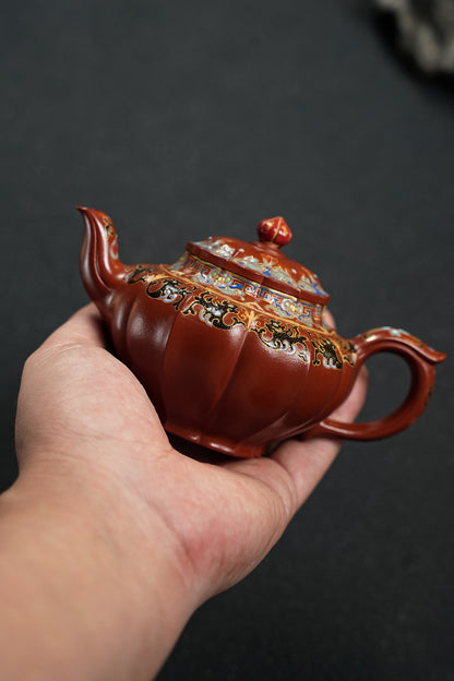 全手工極品朱泥筋紋笑櫻紫砂壺「20250822每日特價」