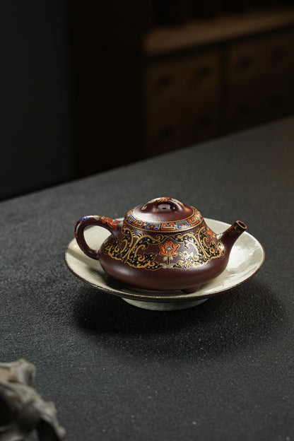 原礦頂級紫泥手工琺瑯彩礎瓢紫砂壺「20251118每日特價」