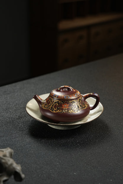 原礦頂級紫泥手工琺瑯彩礎瓢紫砂壺「20251118每日特價」