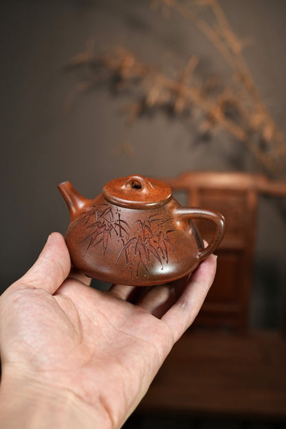 原礦紫泥柴燒子冶石瓢紫砂壺「20250628每日特價」