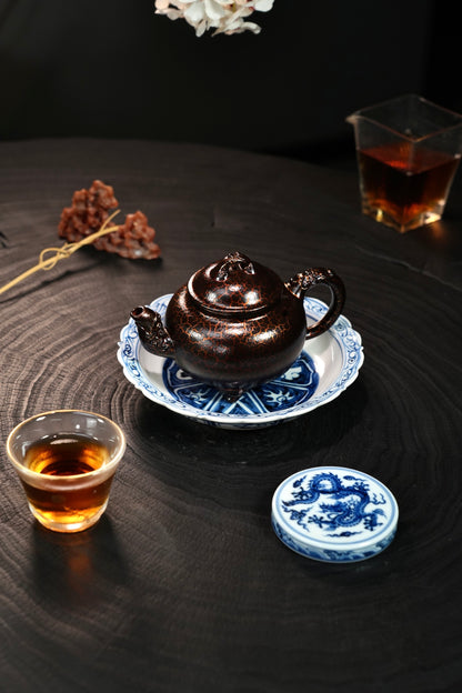 原礦朱泥貝殼燒龍吟紫砂壺「20250827每日特價」