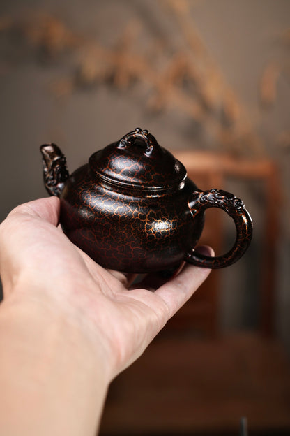 原礦朱泥貝殼燒龍吟紫砂壺「20250827每日特價」