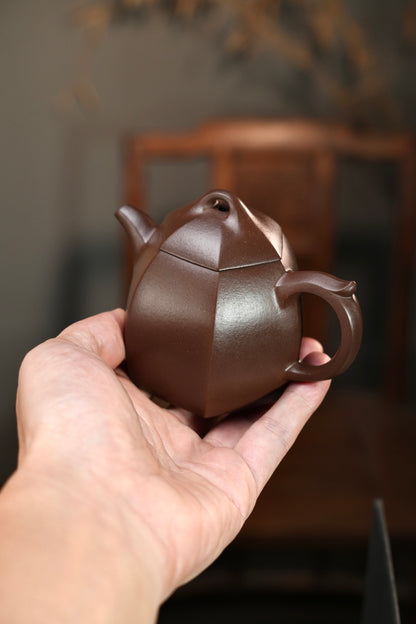 全手工原礦極品老紫泥六方秦權紫砂壺「20251118每日特價」