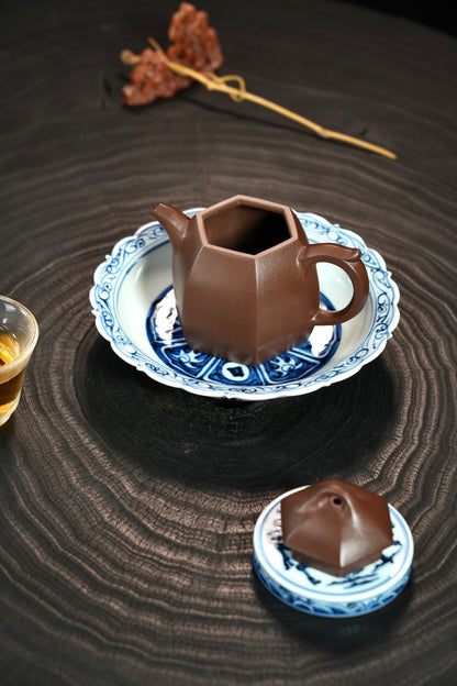 全手工原礦極品老紫泥六方秦權紫砂壺「20251118每日特價」