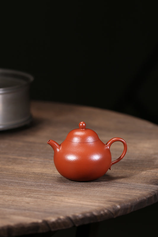 粗砂皱皮朱泥棠梨紫砂壶