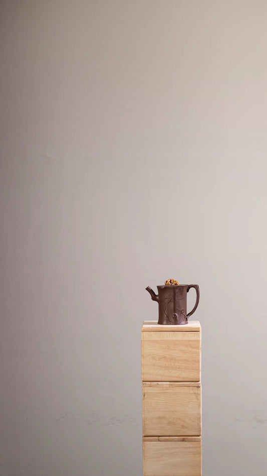 原矿老紫泥梅桩太湖石紫砂壶