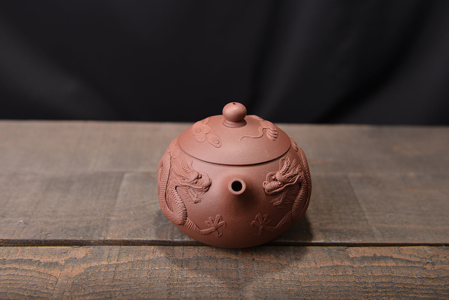 High Quality Purple Clay Shuanglong Pile Painted Xishi Pot