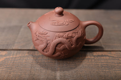 High Quality Purple Clay Shuanglong Pile Painted Xishi Pot