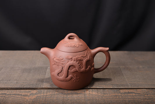 High-quality purple clay double-dragon-painted Qinquan pot