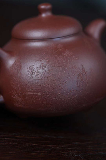 Raw ore old purple clay three-legged milk scoop purple sand teapot