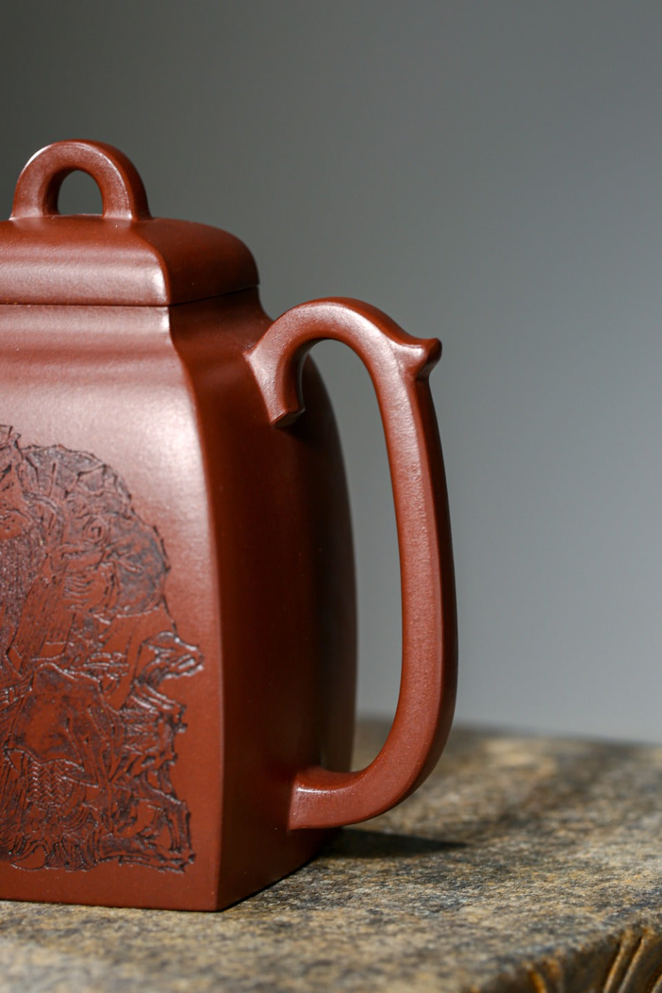 Qinghan Fang Zisha Teapot with Raw Mine Bottom Slot